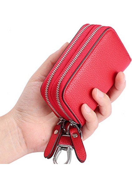Kartvizitlik Rfıd Kredi Kartı Tutmayı Önler Cüzdan Kadın/erkek Çift Fermuarlı Kart Kılıfı (Kırmızı) (Yurt Dışından) fırsatları