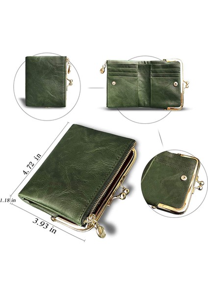 Kadın Kısa Cüzdan Çift Katlı Retro Çok Işlevli Bozuk Para Cüzdanı, Fermuarlı ve Öpücük Kilidi (Yurt Dışından) modelleri