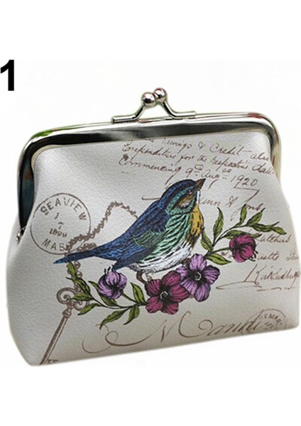 Microgood Kadın Moda Kuş Çiçek Mini Cüzdan Kart Tutucu Kılıf Bozuk Para Cüzdanı Debriyaj Çanta (Yurt Dışından)