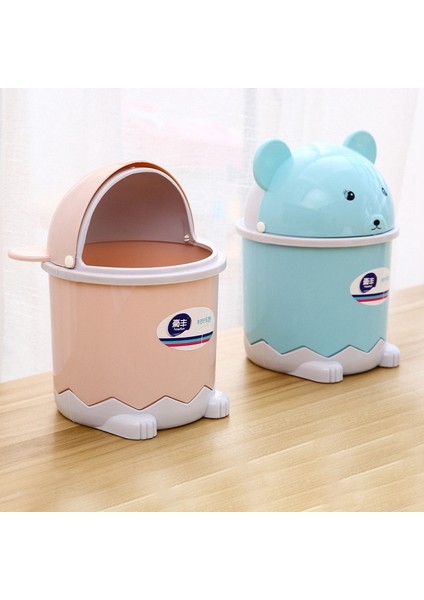 Yaratıcı Sevimli Masaüstü Çöp Masaüstü Kapaklı Küçük Kağıt Sepeti Mini Çevirme Plastik Çöp Kutusu Pembe (Yurt Dışından) modelleri