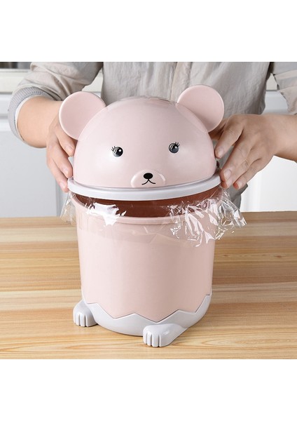 Yaratıcı Sevimli Masaüstü Çöp Masaüstü Kapaklı Küçük Kağıt Sepeti Mini Çevirme Plastik Çöp Kutusu Pembe (Yurt Dışından) indirimleri