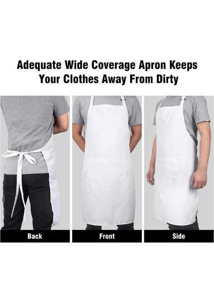 Paket Önlük Önlükleri 2 Cepli Ayarlanabilir Mutfak Pişirme Şef Önlüğü Kadınlar ve Erkekler Için, Beyaz (Yurt Dışından) modelleri