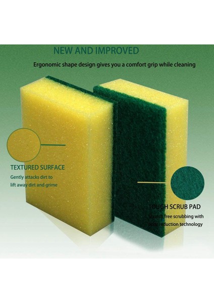 Srıwen Ağır Hizmet Çok Kullanımlı Temizlik Süngerleri Ovmak Çizilmez Sünger Ovma Bulaşık Süngerleri Mutfaklar, Banyo, Araba ve Kokusuz Için Kullanın - 20 Paket (Yurt Dışından) indirimleri