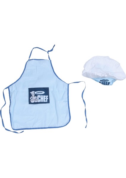 Childs Çocuk Şef Şapkası Önlük Pişirme Pişirme Oğlan Kız Şefler Genç Hediye (Mavi) (Yurt Dışından)