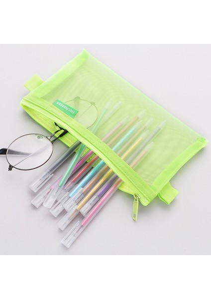 Şeffaf Mesh Öğrenci Taşınabilir Kalem Kutusu L Kapasiteli Fermuarlı Evrak Çantası (Yurt Dışından) fiyatları