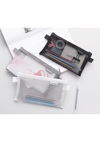 Şeffaf Mesh Öğrenci Taşınabilir Kalem Kutusu L Kapasiteli Fermuarlı Evrak Çantası (Yurt Dışından) modelleri