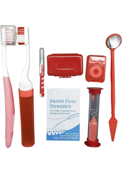 Adet Ortodontik Diş Bakım Seti Seti Diş Telleri Diş Fırçası/katlanabilir, Diş Aynası, Diş Arası Fırçası ve Taşıma Çantası ile Daha Fazlası (Yurt Dışından)