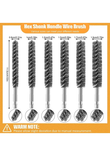 Delik Fırçası Paslanmaz Çelik Kıllar Matkap Temizleme Tel Fırçası Altıgen Saplı Saplı Tel Fırça 6 Parça (Yurt Dışından) indirimleri