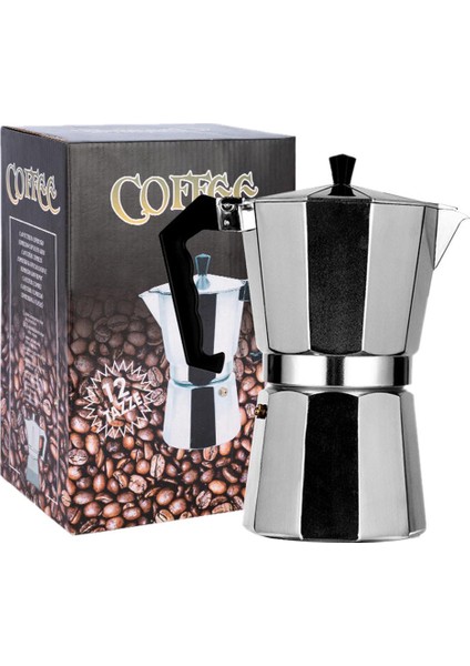 Moka Pot Kahve Makinesi Italyan Ocak Üstü Alüminyum Alaşımlı Avrupa Tarzı Sekizgen Gereçler (Yurt Dışından)