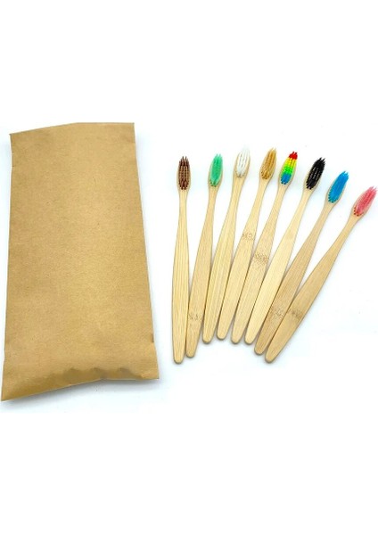 8 Adet Doğal Renkli Diş Fırçası Eko Yumuşak Kıl Bambu Diş Fırçası Bambu Kömür Vegan Diş Diş Ağız Bakımı Plastik Ücretsiz (Yurt Dışından)