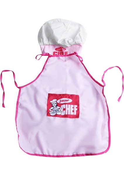 Childs Çocuk Şef Şapkası Önlük Pişirme Pişirme Oğlan Kız Şefler Genç Hediye (Pembe) (Yurt Dışından)