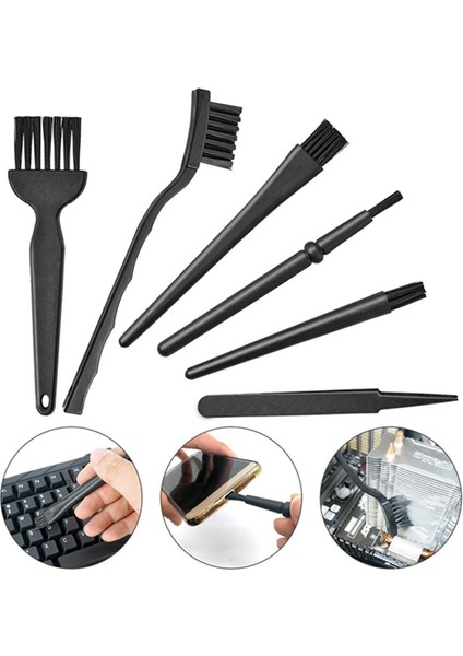 6'sı 1 Arada Plastik Küçük Taşınabilir Saplı Naylon Anti Statik Fırçalar Temizleme Klavye Fırça Seti, Siyah (Fermuarlı Çanta) (Yurt Dışından) fiyatları