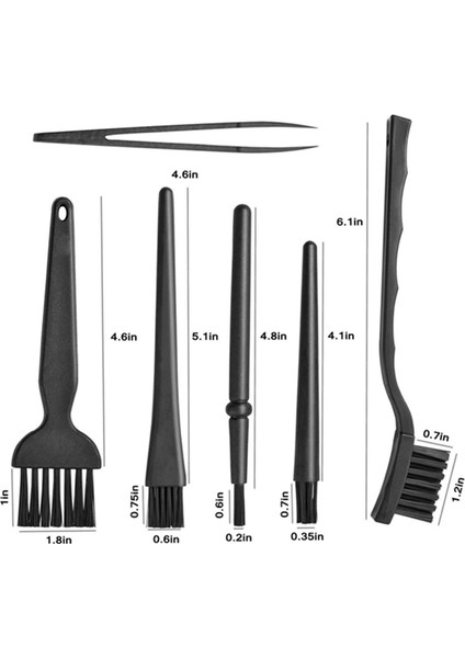 6'sı 1 Arada Plastik Küçük Taşınabilir Saplı Naylon Anti Statik Fırçalar Temizleme Klavye Fırça Seti, Siyah (Fermuarlı Çanta) (Yurt Dışından) modelleri