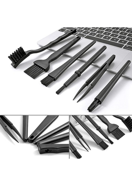 6'sı 1 Arada Plastik Küçük Taşınabilir Saplı Naylon Anti Statik Fırçalar Temizleme Klavye Fırça Seti, Siyah (Fermuarlı Çanta) (Yurt Dışından) fırsatları