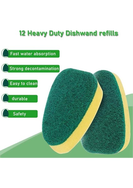 Bulaşık Değneği Fırça Sünger Mutfak Lavabo Tencere Için Yedek Başlıkları (12 Adet) (Yurt Dışından) indirimleri