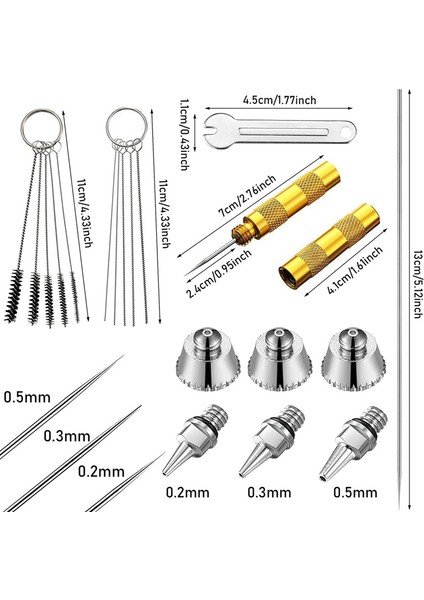 21 Adet Airbrush Nozul Kapağı Kiti Airbrush Iğne Parçaları Yedek Parça (Yurt Dışından) modelleri