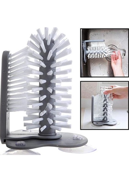 [sıcak] 2 In 1 Su Şişesi Bardak Temizleme Fırçası Scrubber Mutfak Lavabo Içecek Kupa Cam Bardak Temizleyici Fırça Vantuzlu Temizleme Aracı (Yurt Dışından) modelleri