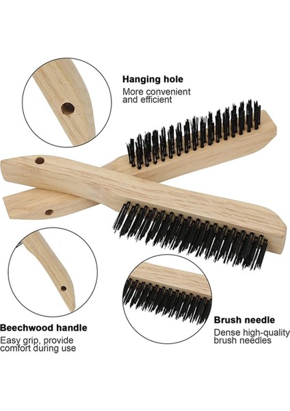 Kaynak Cürufu, Pas ve Tozu Temizlemek Için 2 Adet Tel Fırçalar 10 Inç Ağır Karbon Çelik Saplı Tel Çizik Fırçası (Yurt Dışından)