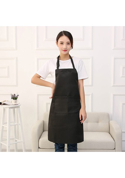 Paket Pamuk Ayarlanabilir Önlük 2 Cepli Pişirme Mutfak Önlükleri Kadın Erkek Şef, Siyah (Yurt Dışından) modelleri