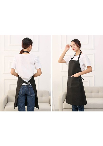 Paket Pamuk Ayarlanabilir Önlük 2 Cepli Pişirme Mutfak Önlükleri Kadın Erkek Şef, Siyah (Yurt Dışından) fırsatları
