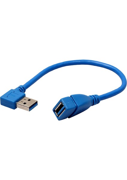 4x Kısa Superspeed USB 3.0 Erkek - Dişi Uzatma Kablosu, 90 Derece Adaptör Bağlantısı, Sol ve Sağ Açı - Mavi (Yurt Dışından) indirimleri