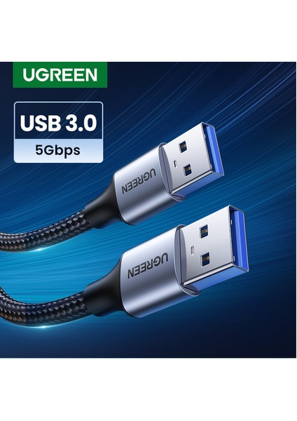 Ugreen USB 3.0 A - A Kablosu USB - USB Erkek - Erkek Naylon Örgülü Tip A - Sabit Disk Muhafazaları Için A Tipi Kablo Oyuncu Dizüstü Bilgisayar Soğutucusu (Yurt Dışından)