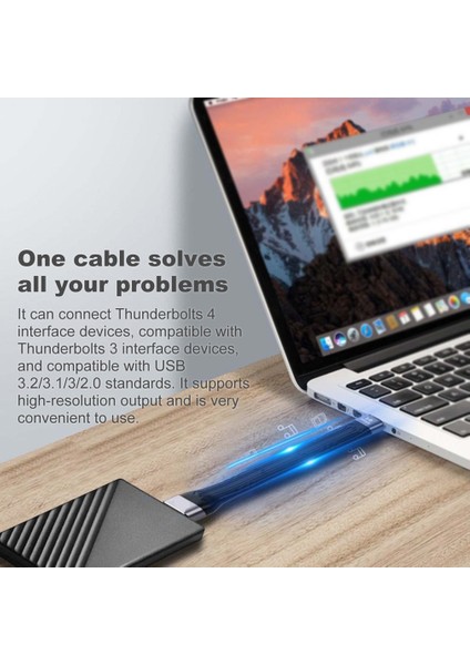 0,22M Tip C Adaptör 100W USB 4.0 Thunderbolts 4 40GBPS Usb-C Dizüstü Bilgisayar Dönüştürücü (Yurt Dışından)