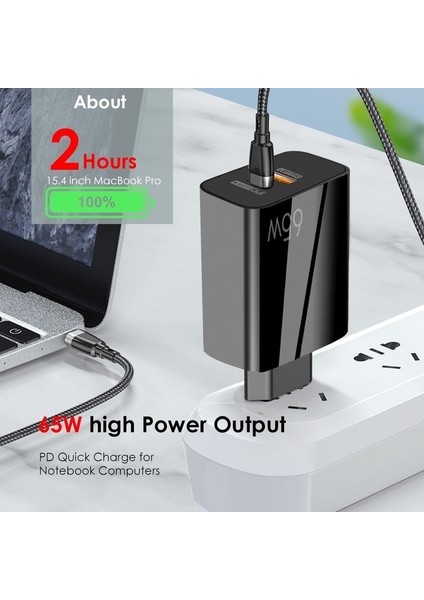65W Hızlı Şarj USB C Şarj Cihazı / Ab Güç Adaptörü / Ingiltere Abd Tak Şarj Tipi C Kablosu (Yurt Dışından)