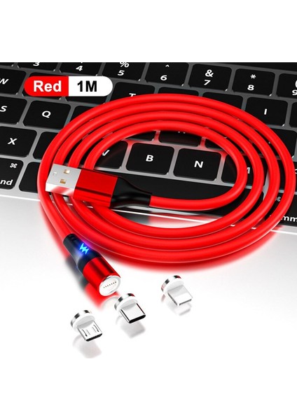 Mvqf 3 In 1 Manyetik Veri Kablosu 5A Hızlı Şarj Silikon USB Veri Kablosu Iphone 13 14 Huawei Samsung USB Kablosu Android Için (Yurt Dışından)