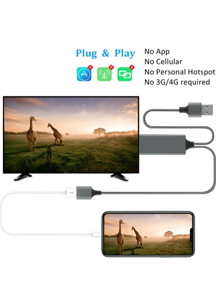 iPhone 11/ Ipad/ Android Için Ekran Hattı ile HDMI Dönüşüm Kablosu Yansıtma Kablolu Telefon Tv Hdtv Adaptör Tipi-C (Yurt Dışından)