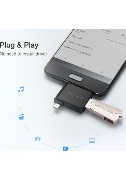 Ugreen USB 3.0 Otg Kablo Adaptörü 2 In 1 Mikro USB Adaptörü Tip-C Kablo Dönüştürücü Için Xiaomi One Plus Huawei Oppo Vıvo Samsung Nexus 6p Android Telefon (Yurt Dışından)