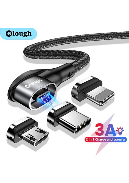 Elough USB Tip C Manyetik Kablo Mikro USB C Hızlı Şarj Kablosu iphone 13 12 11 Xiaomi Poco Huawei Samsung Veri Kablosu Kablosu (Yurt Dışından)