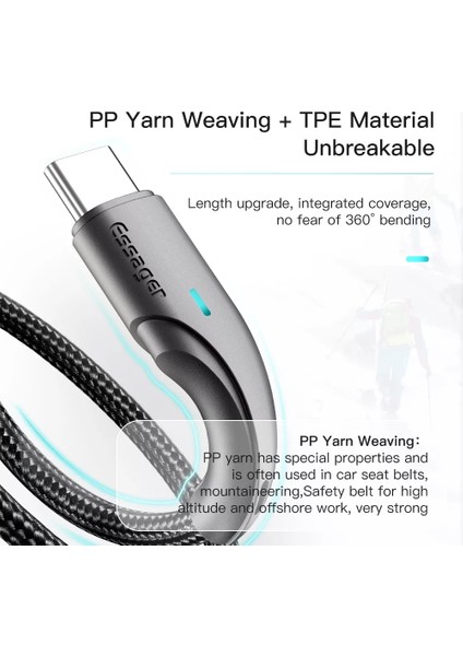 Essager USB C Tipi Kablo 3A Hızlı Şarj Cep Telefonları Şarj Kablosu Xiaomi 12 Redmi Not 11 10 Pro Samsung Oneplus Veri Kablosu (Yurt Dışından) modelleri