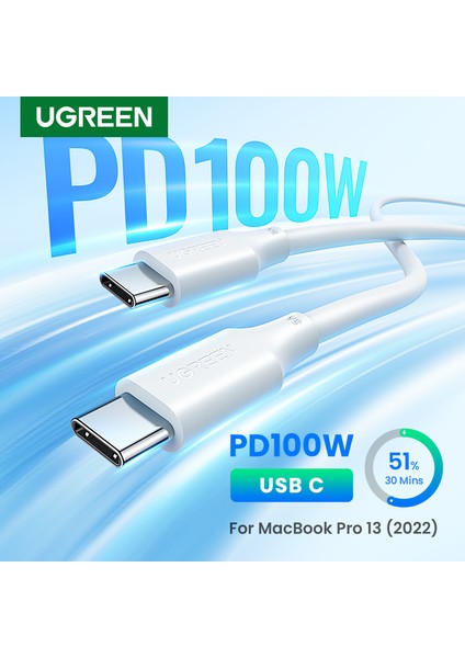 Ugreen USB C - USB C Kablosu, Pd3.0 100W USB C Kablosu 5A, MacBook Pro 2022, iPad Pro 2022, Samsung Galaxy S22/Z Fold, Google Pixel, Ps5, Switch Için C Tipi Kablo (Yurt Dışından)