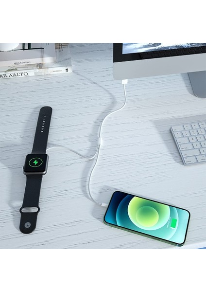Hızlı Akıllı 2 In 1 Şarj Kablosu Manyetik Kablosuz Qı Şarj Kablosu Tüm IPhone ve Ipad'ler Için Dayanıklı Şarj Kablosu (Yurt Dışından) modelleri