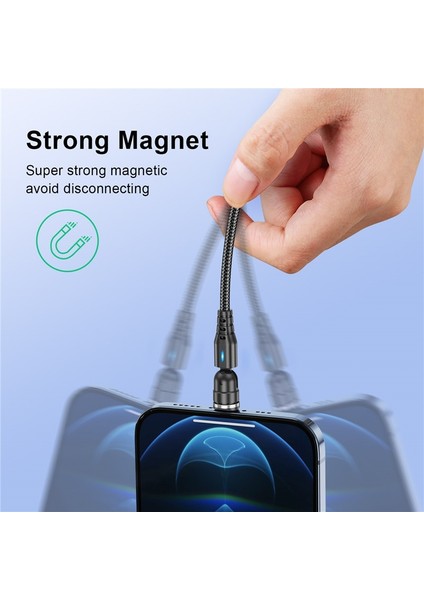 Uslıon 540 Döndür 5A Manyetik Kablo Hızlı Şarj Mikro USB Tip C Kablo iPhone Xiaomi Için Mıknatıs Şarj Cihazı Tel Kablosu USB Kablosu (Yurt Dışından) fırsatları