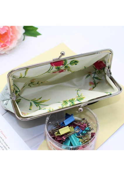 Microgood Vintage Kadınlar Çiçek Nakış Öpücük Kilit Bozuk Para Cüzdanı Uzun Cüzdan Debriyaj Çanta (Yurt Dışından) modelleri