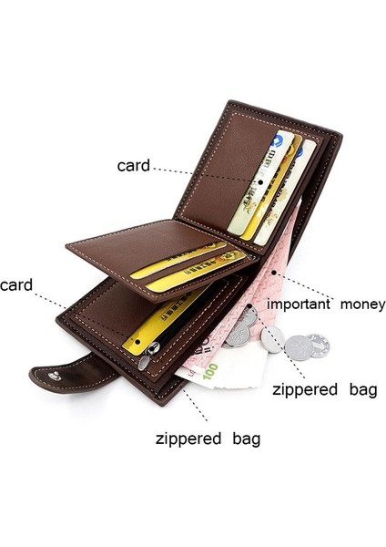 Marka Erkek Cüzdan Çile Üç Kat Erkek El Çantası Fermuarlı Para Cebi Vintage Para Çantalar Yeni Kart Tutucu Çanta Cartera Hombre (Yurt Dışından) fiyatları