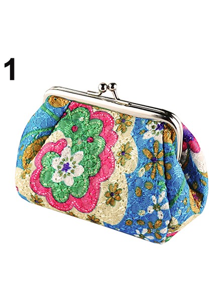 Kadın Moda Sevimli Çiçekler Işlemeli Kılıf Cüzdan Kart Anahtarları Kese Sikke Çanta (Yurt Dışından)