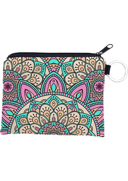 Kadın Su Geçirmez Taşınabilir Çiçek Baskı Fermuar Bozuk Para Cüzdanı Cüzdan Tuşları Kartları Kese (Yurt Dışından)