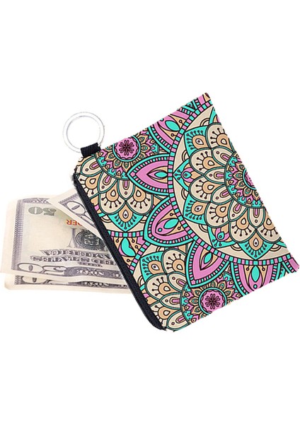 Kadın Su Geçirmez Taşınabilir Çiçek Baskı Fermuar Bozuk Para Cüzdanı Cüzdan Tuşları Kartları Kese (Yurt Dışından) fırsatları