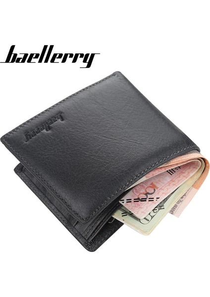 Baellerry Erkek Kısa Deri Cüzdan Avrupa ve Amerika Ince Çoklu Kartlı Ehliyet Bozuk Para Cüzdanı Gençlik Cüzdanı (Yurt Dışından)