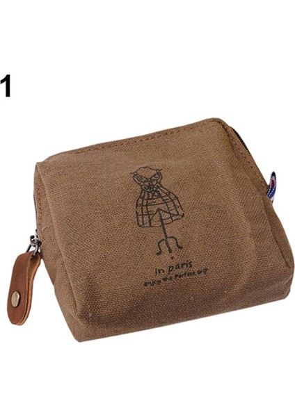 Microgood Klasik Retro Lady Kız Tuval Eyfel Kulesi Bozuk Para Cüzdanı Cüzdan Kart Anahtar Kılıfı Çanta (Yurt Dışından)