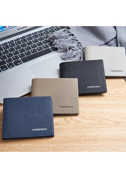 Pidenbao'nun Yeni Erkek Cüzdanı Kore Versiyonu Çok Fonksiyonlu Kısa Yatay Erkek Klipsi Moda Adına Çapraz Desenli Öğrenci Çantası (Yurt Dışından)
