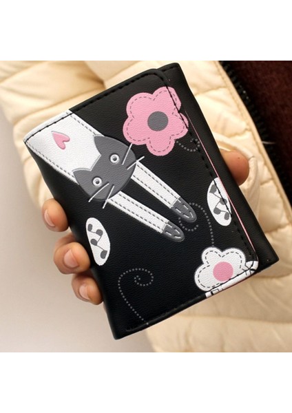Kadın Cüzdan Sevimli Karikatür Kedi Tarzı Bozuk Para Cüzdanı Kız Debriyaj Kısa Cüzdan Değişim Çanta Bayanlar Kart Sahibinin, Pembe (Yurt Dışından) indirimleri