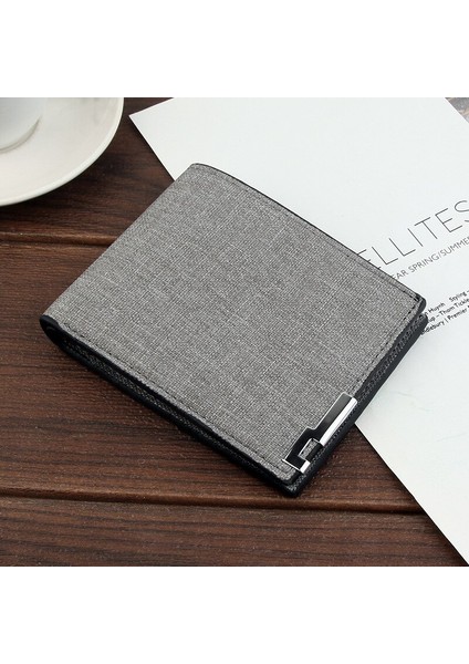 Erkek Çok Fonksiyonlu Kanvas Cüzdan Eğlence Seyahat Hafif Taşınabilir Kısa Tarzı Tüm Maç Erkek Kredi Kartı Tutucu Bozuk Para Cüzdanı (Yurt Dışından)