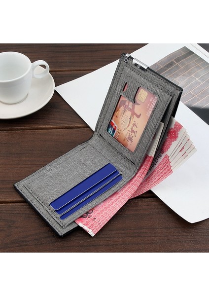 Erkek Çok Fonksiyonlu Kanvas Cüzdan Eğlence Seyahat Hafif Taşınabilir Kısa Tarzı Tüm Maç Erkek Kredi Kartı Tutucu Bozuk Para Cüzdanı (Yurt Dışından) fırsatları