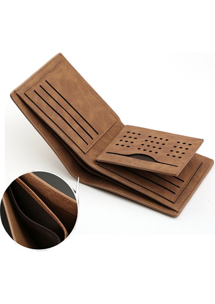 Yfashion Erkek Cüzdan Kısa Çoklu Kart Fermuarlı 3 Katlanır Yumuşak Suni Deri Çanta (Yurt Dışından) fırsatları