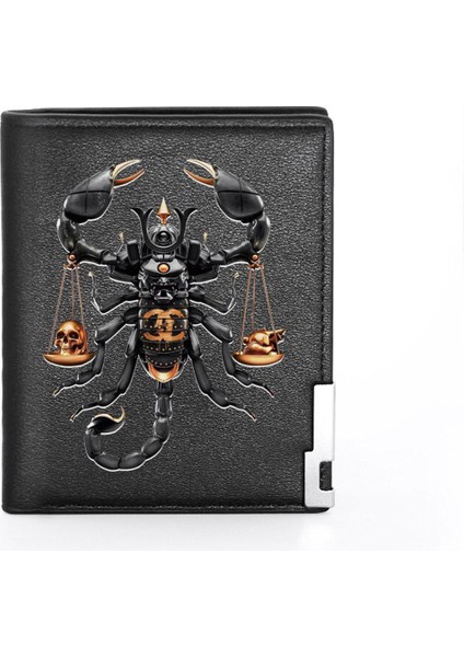 Yüksek Kaliteli Kafatası Kalp Akrep Kapak Erkek Kadın Deri Cüzdan Cüzdan Ince Kredi Kartı/kimlik Tutucular Ekler Kısa Çantalar (Yurt Dışından)