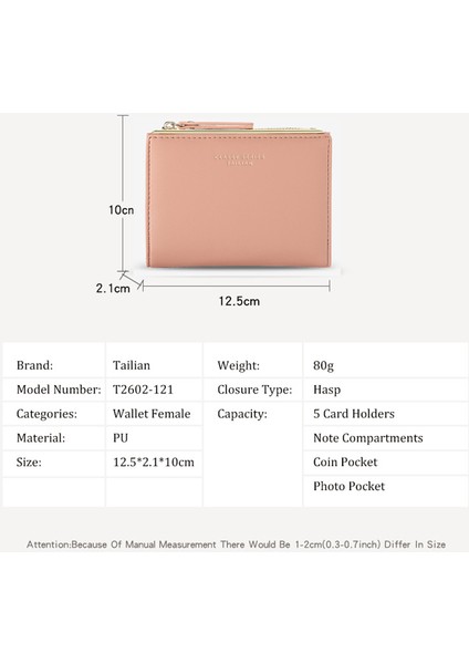 Tailian Kadın Kısa Basit Çoklu Kart Cüzdan Fermuarlı Çanta Kadın Cüzdan (Pembe) (Yurt Dışından) fırsatları